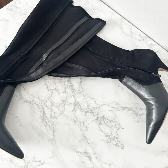 Tory Burch Georgina Suede Leather Black Knee High Heeled Boots Women’s Size 9.5 - Picture 12 of 15